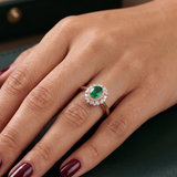 Lab Grown Emerald & Moissanite Ring in 9K Gold/925 Silver |WOKE