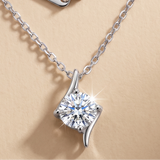 2CT Round Moissanite Pendant in 9K Gold/925 Silver |WOKE