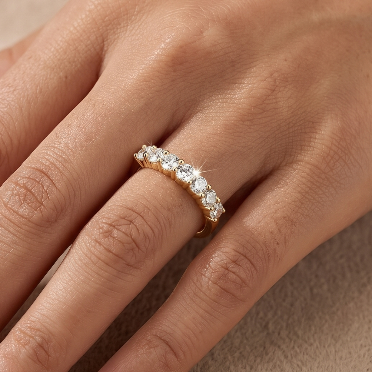 0.7 CT Round Moissanite Ring in 9K Gold/925 Silver