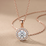 1 CT Round Moissanite Pendant in 9K Gold/925 Silver |WOKE