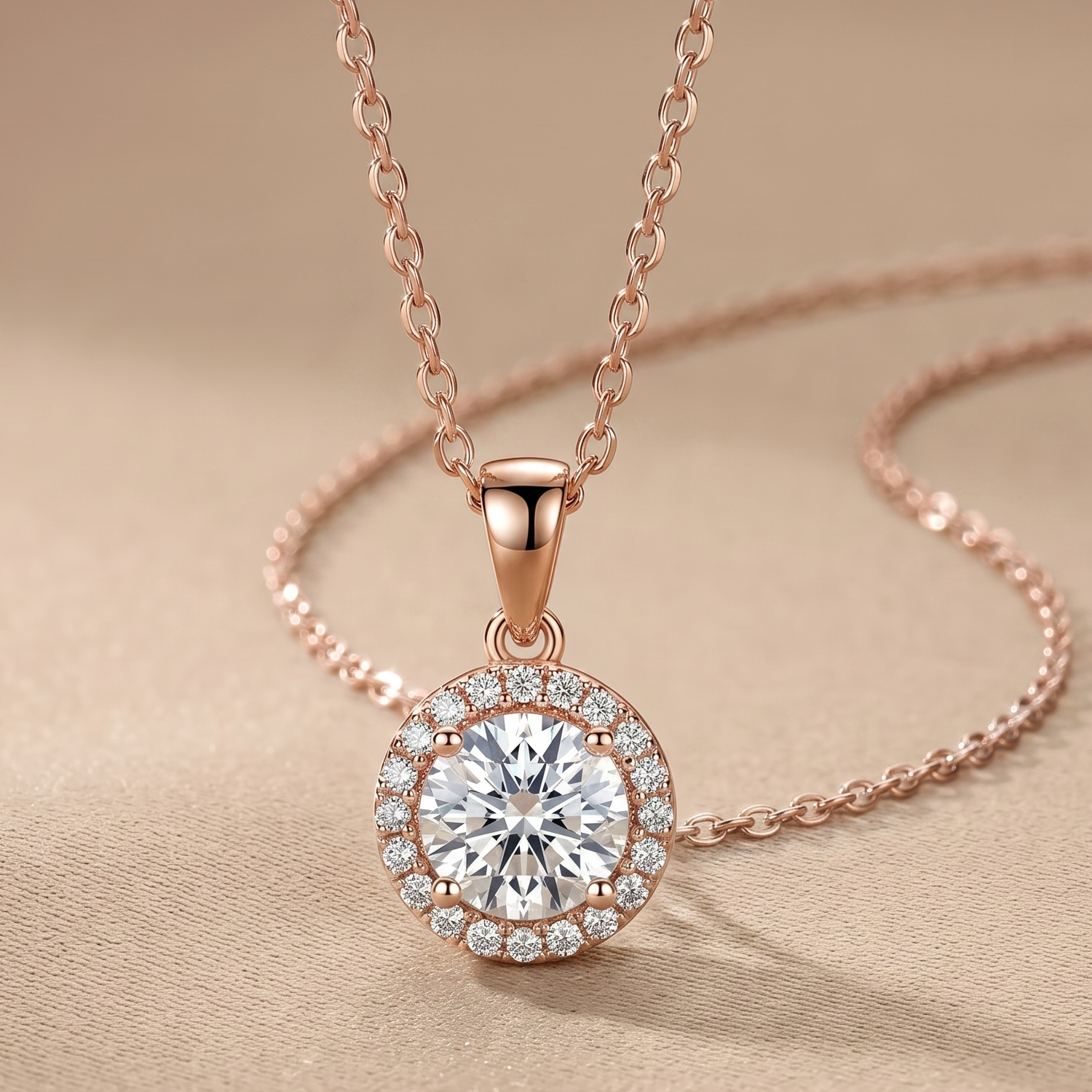 1 CT Round Moissanite Pendant in 9K Gold/925 Silver |WOKE
