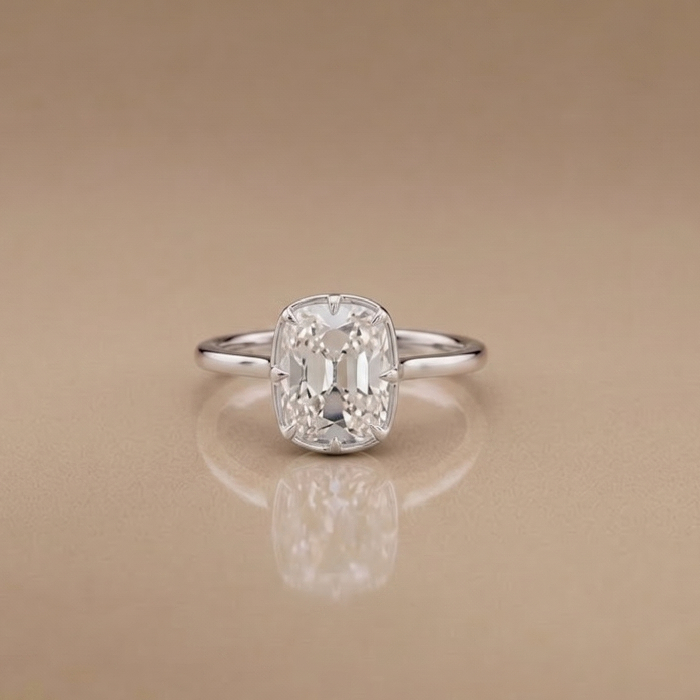 3 CT Old Mine Cut Moissanite Ring in 9K Gold/925 Silver