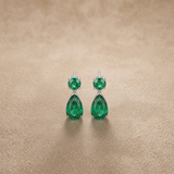Lab Grown Emerald Ear-rings in 9K Gold/925 Silver |WOKE
