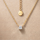 3 CT Princess Moissanite Pendant in 9K Gold/925 Silver |WOKE