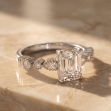 Emerald Cut Lab Grown Diamond Ring in 9K Gold/14K Gold |WOKE