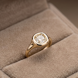 3 CT old mine cut Cushion Ring Bezel Set Ring in 9K Gold/925 Silver |WOKE