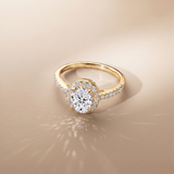 2 CT Oval  Moissanite Ring with halo in 9K Gold/925 Silver |WOKE