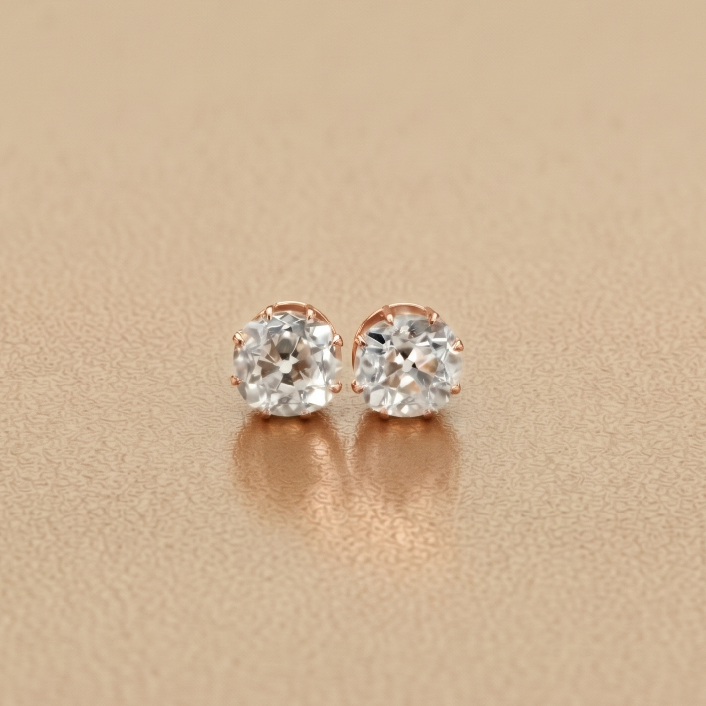 Old European Cut Moissanite Studs in 9K Gold/925 Silver