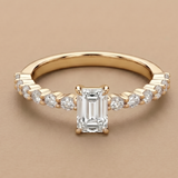 3 CT Radiant Cut Moissanite Ring in 9K Gold/925 Silver |WOKE