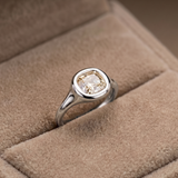 3 CT old mine cut Cushion Ring Bezel Set Ring in 9K Gold/925 Silver |WOKE