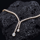 Round and Pear Cut Lab Grown Diamond Diamond Neckalce in 9K Gold/14K Gold|WOKE