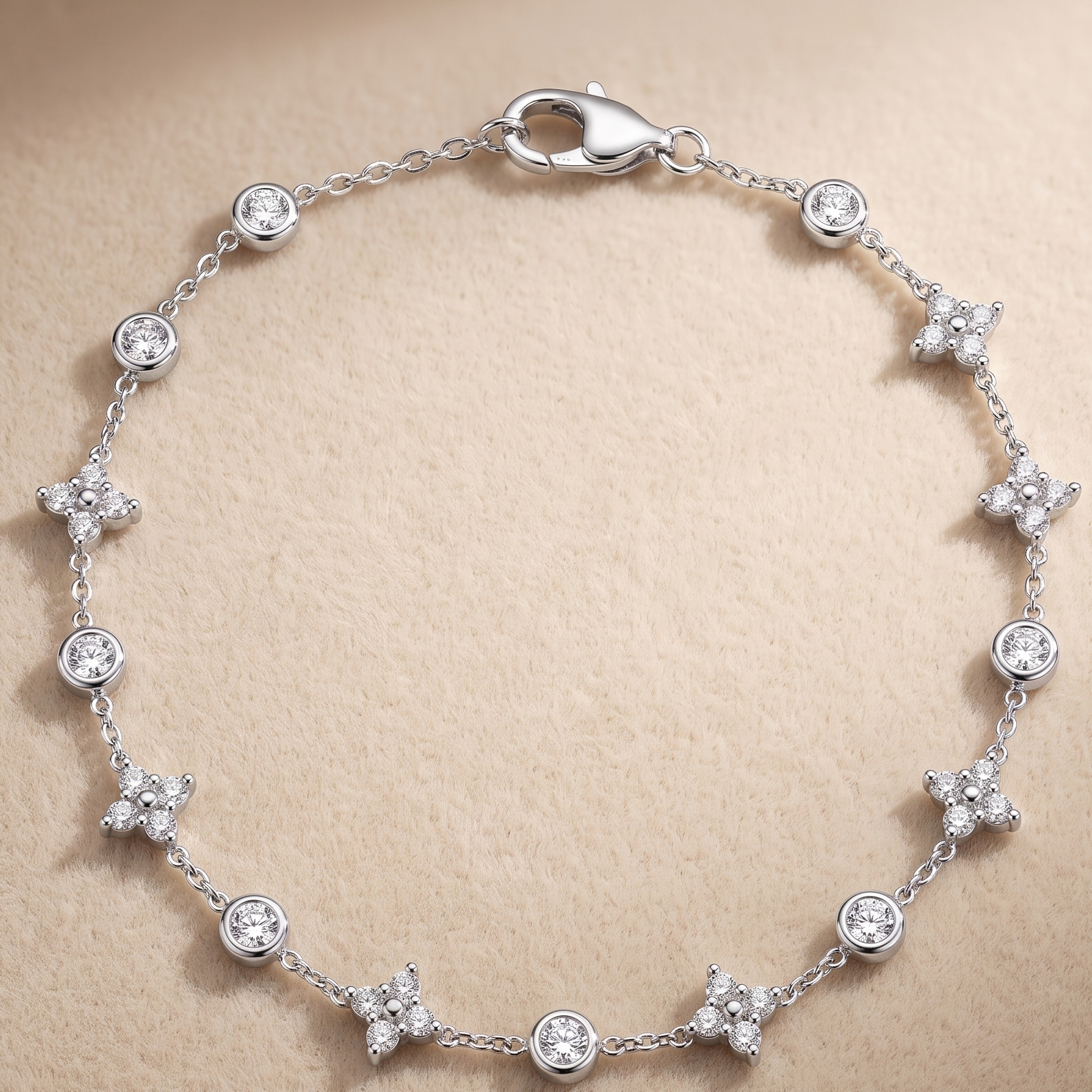 1.28 CT Charms Bracelet in 9K Gold/925 Silver |WOKE