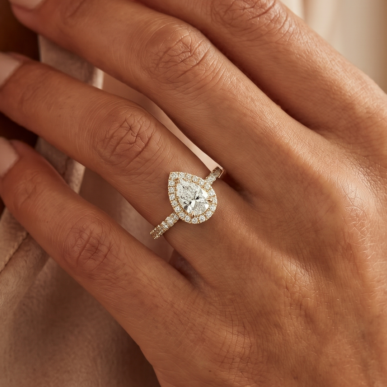 1 CT Pear Cut Moissanite Ring in 9K Gold/925 Silver |WOKE