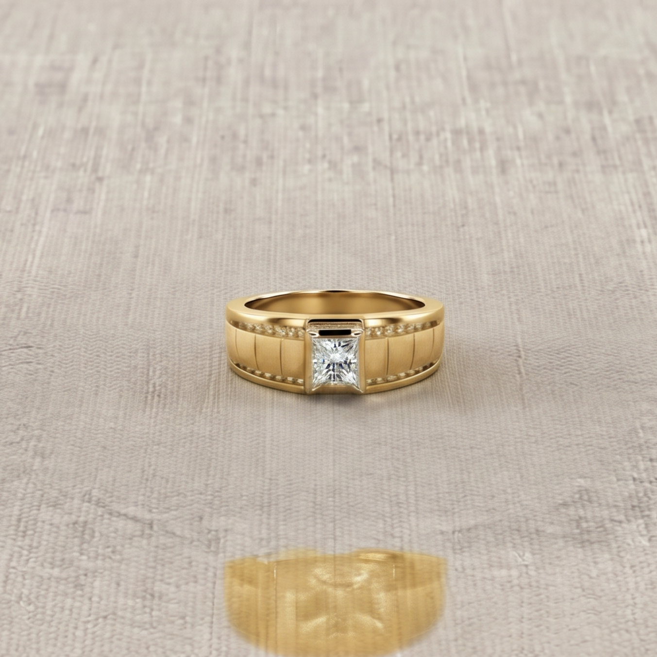 1 CT Princess Cut Lab Grown Diamond Ring in 9K/14K Gold