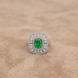 Lab Grown Emerald & Moissanite Ring in 9K Gold/925 Silver |WOKE
