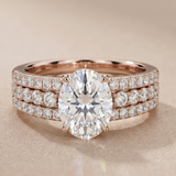 3 CT Oval Cut Moissanite Ring in 9K Gold/925 Silver |WOKE