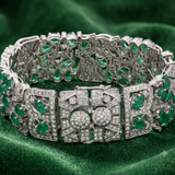 EMRLD™ LAB Emerald and diamonds cuff 925 silver bracelets | BY WOKE
