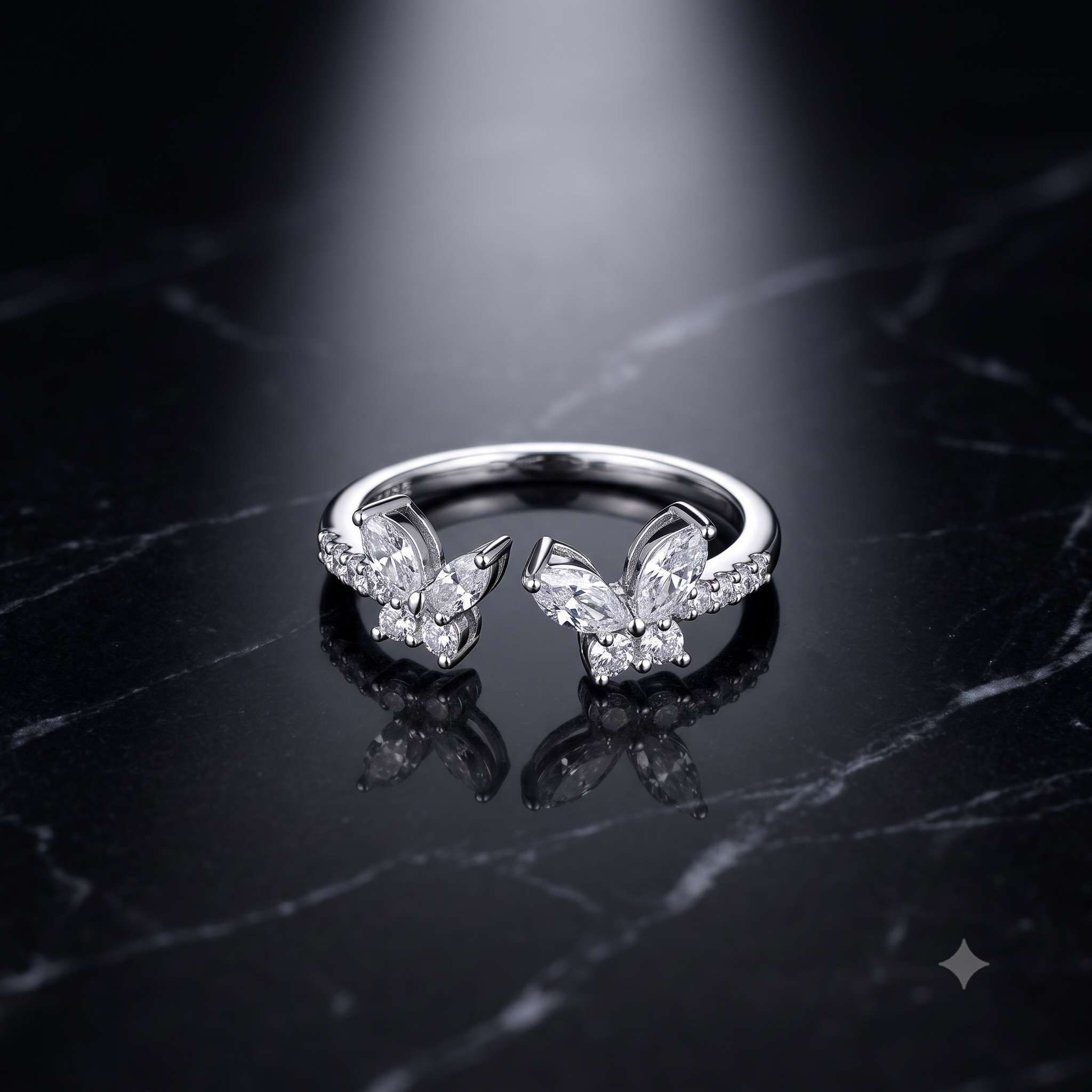 0.835 CT Round & Marquise Moissanite Ring in 9K Gold/925 Silver |WOKE