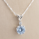 8 MM Blue Portugese Cut Moissanite Pendant in 9K Gold/925 Silver |WOKE