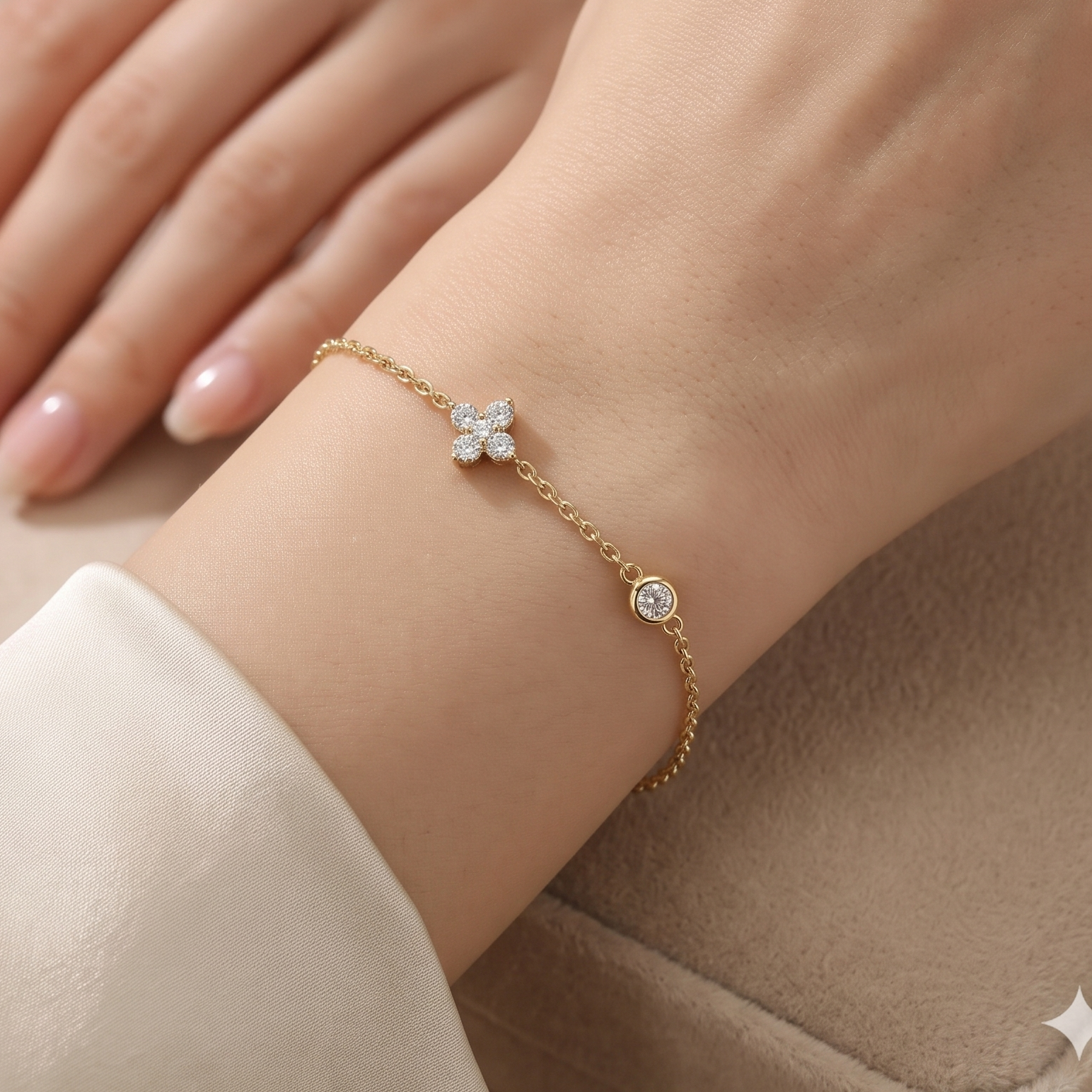 0.31 CT charms bracelet in 9K Gold/925 Silver |WOKE