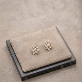 7 CT Round Floral Theme Moissanite Studs in 9K Gold/925 Silver