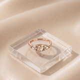 3 stone old mine  & pear cut ring in 9K Gold/925 Silver |WOKE
