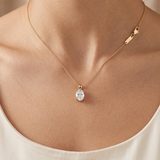 1.5 CT Oval Moissanite Pendant in 9K Gold/925 Silver |WOKE