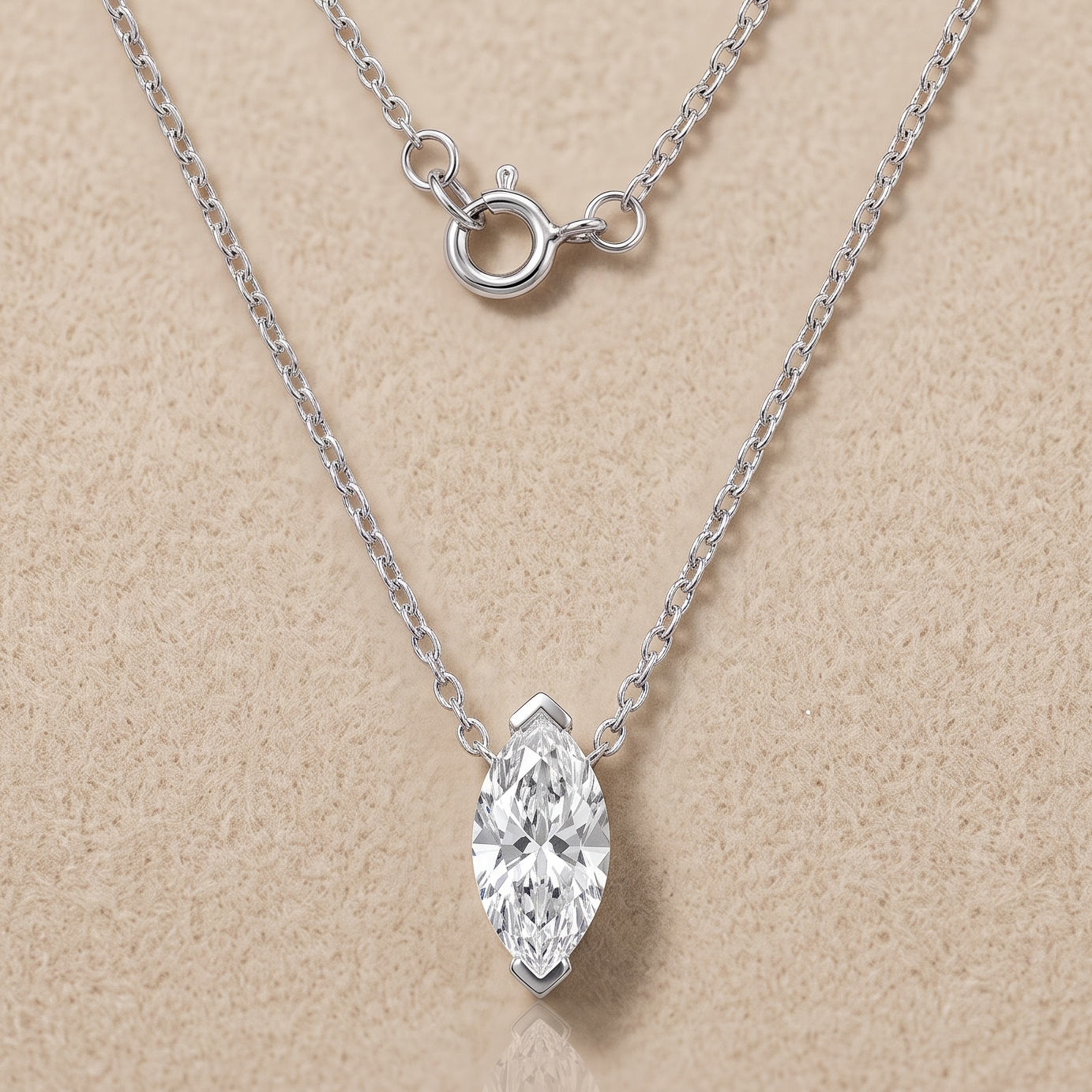 1 CT Marquise Moissanite Pedant in 9K Gold/925 Silver |WOKE