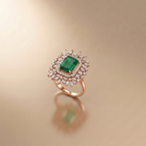 Lab Grown Emerald & Moissanite Ring in 9K Gold/925 Silver |WOKE