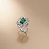 Lab Grown Emerald & Moissanite Ring in 9K Gold/925 Silver |WOKE