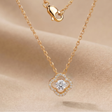 3 CT Round Moissanite Pendant in 9K Gold/925 Silver |WOKE