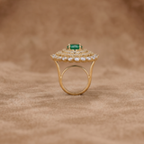 Lab Grown Emerald & Moissanite Ring in 9K Gold/925 Silver |WOKE
