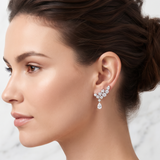 2 CT Round and Pear Earrings in 925 Silver/9K Gold