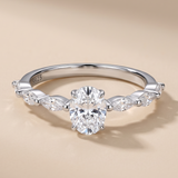 1 CT Marquise and oval Ring in 9K Gold/925 Silver |WOKE