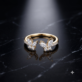 0.835 CT Round & Marquise Moissanite Ring in 9K Gold/925 Silver |WOKE