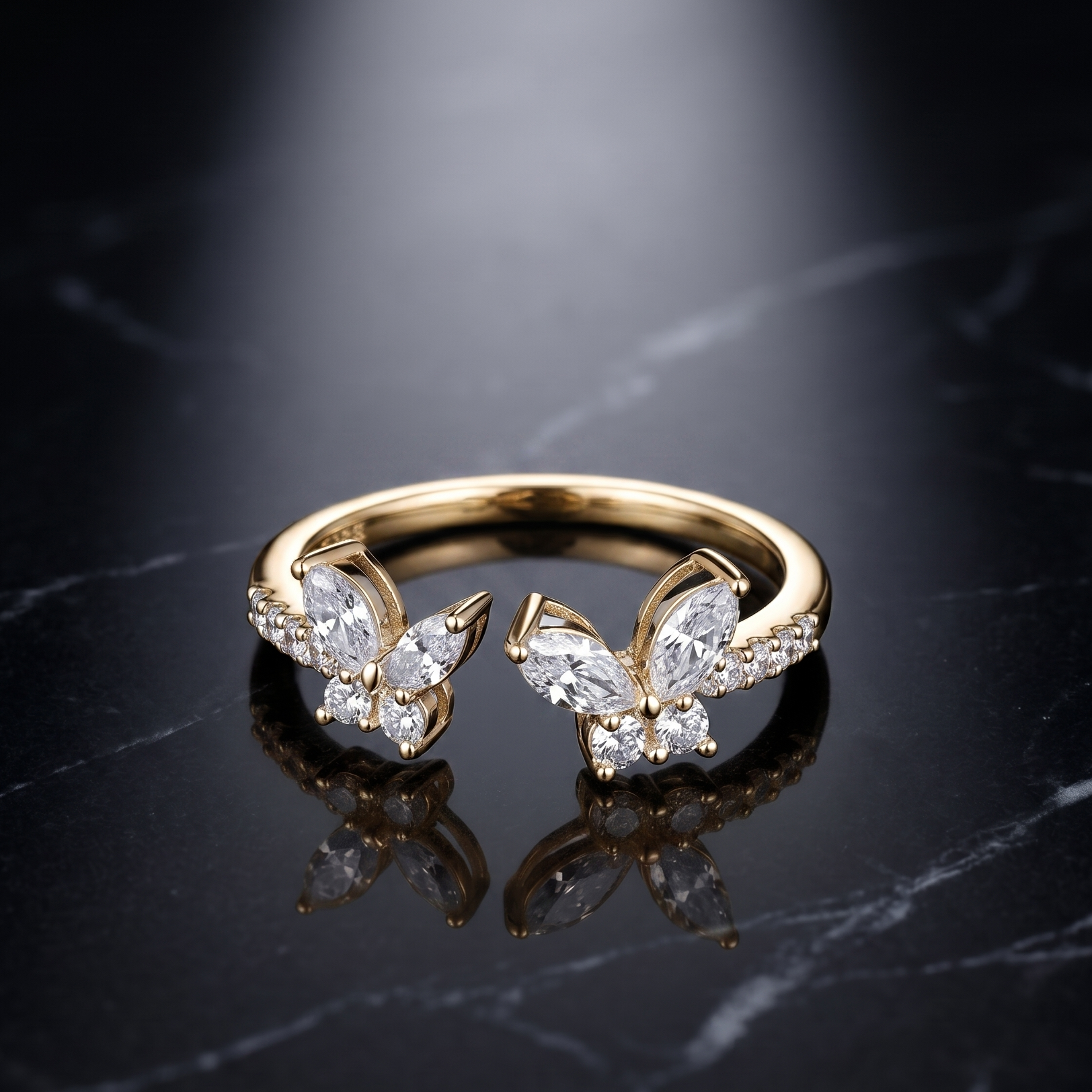 0.835 CT Round & Marquise Moissanite Ring in 9K Gold/925 Silver |WOKE