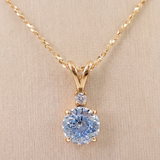 8 MM Blue Portugese Cut Moissanite Pendant in 9K Gold/925 Silver |WOKE