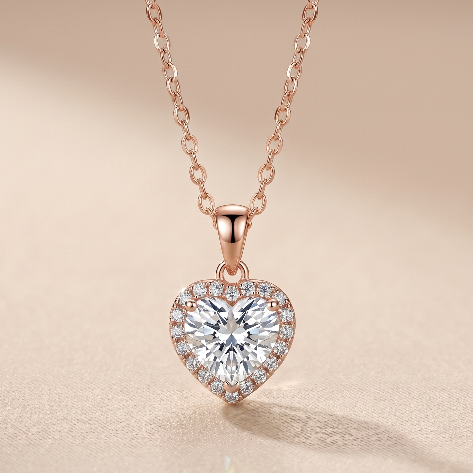1 CT Heart Heart Moissanite Pendant in 9K Gold/925 Silver |WOKE