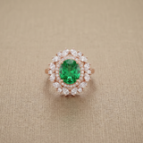 Lab Grown Emerald & Moissanite Ring in 9K Gold/925 Silver |WOKE