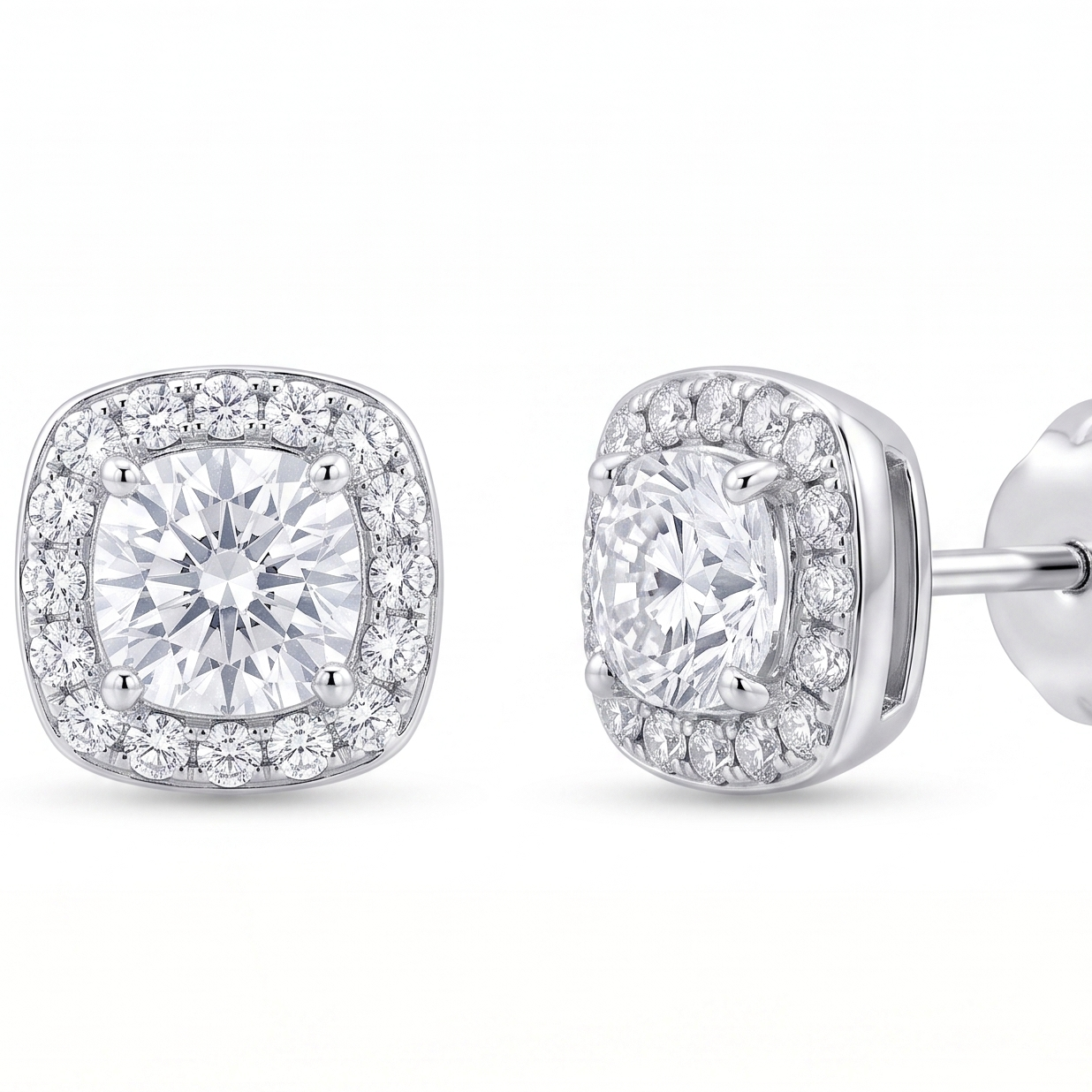 1 CT Round Moissanite Studs in 9K Gold/925 Silver