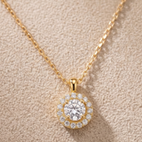 3 CT Round Moissanite Pendant in 9K Gold/925 Silver |WOKE