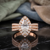 2.206 CT Marquise & Round Cut Lab Grown Diamond Ring in 9K Gold/14K Gold |WOKE