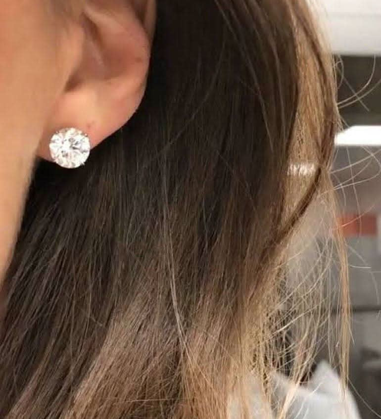 5 carat Moissanite round ear studs | 925 sterling silver | GRA certified