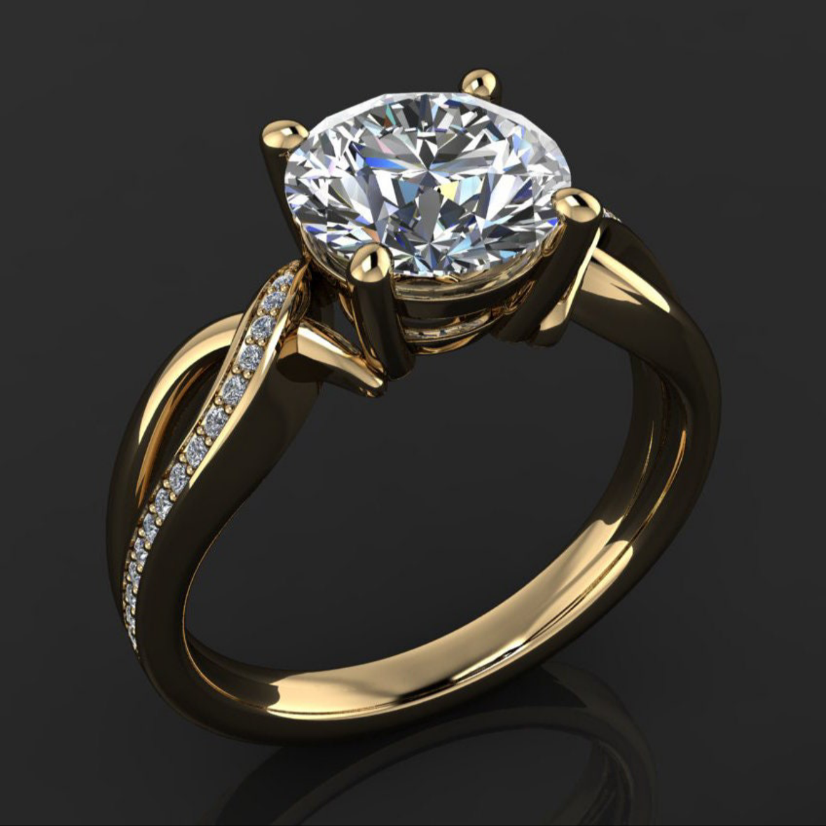 VVS 2.2 carat Round twisted IGI LGD ring | IGI Lab grown diamond gold | IGI Lab grown diamond