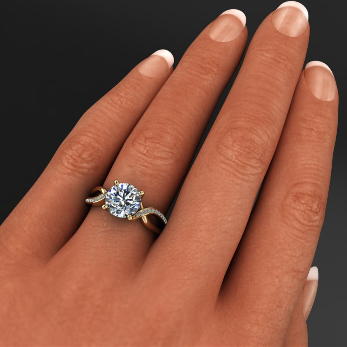 VVS 2.2 carat Round twisted IGI LGD ring | IGI Lab grown diamond gold | IGI Lab grown diamond