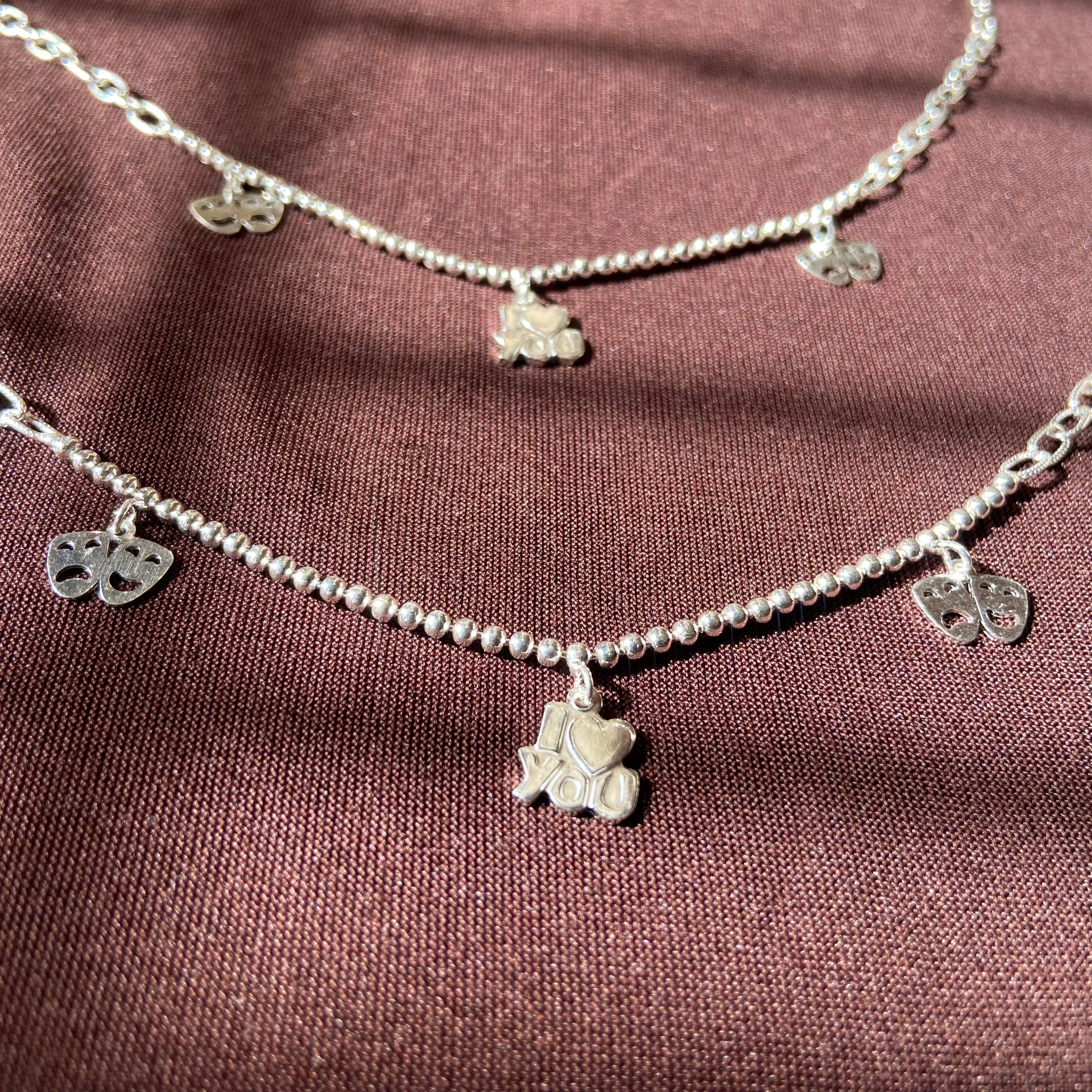 925 Silver Love and sorrow charms anklet