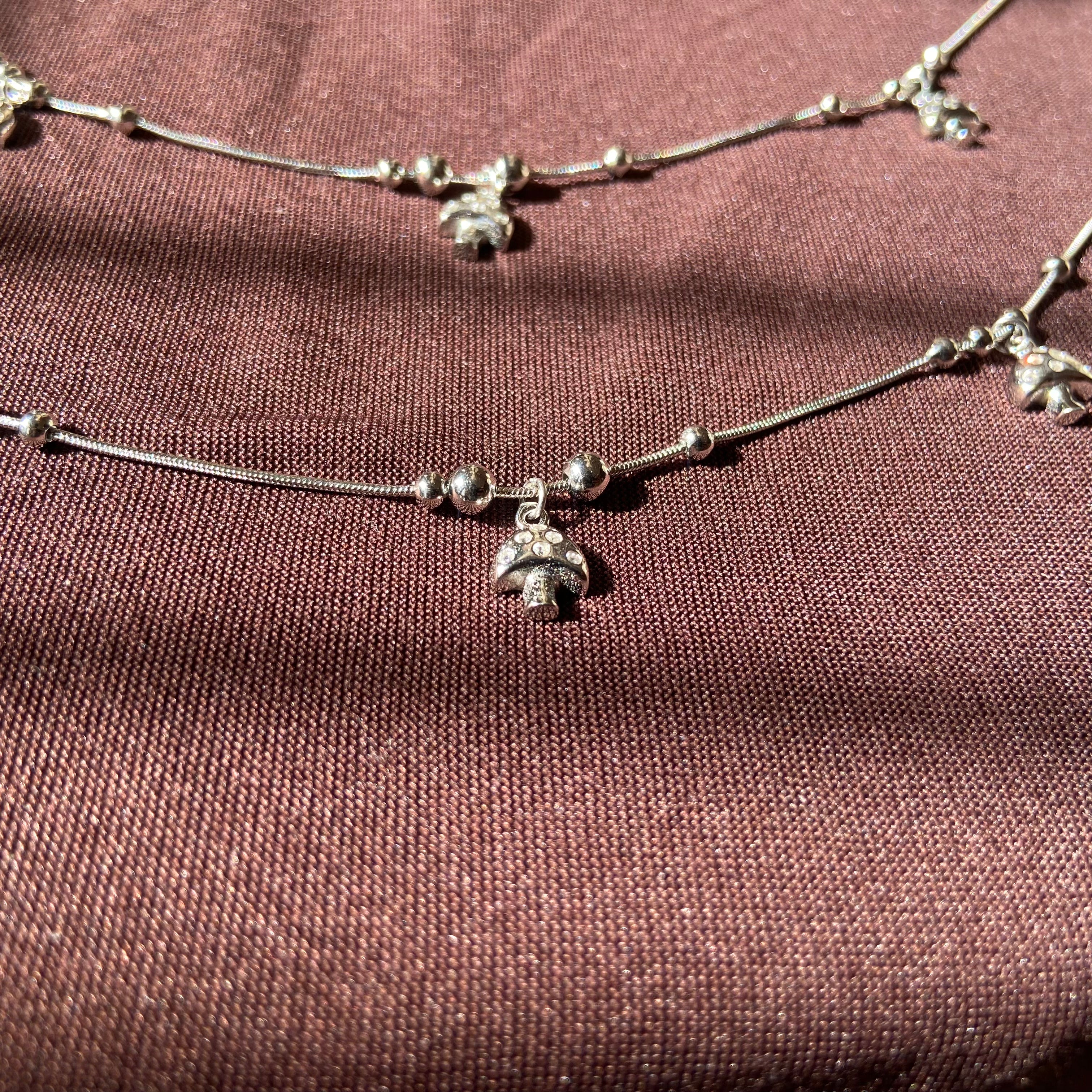 925 Silver mushroom charms anklet