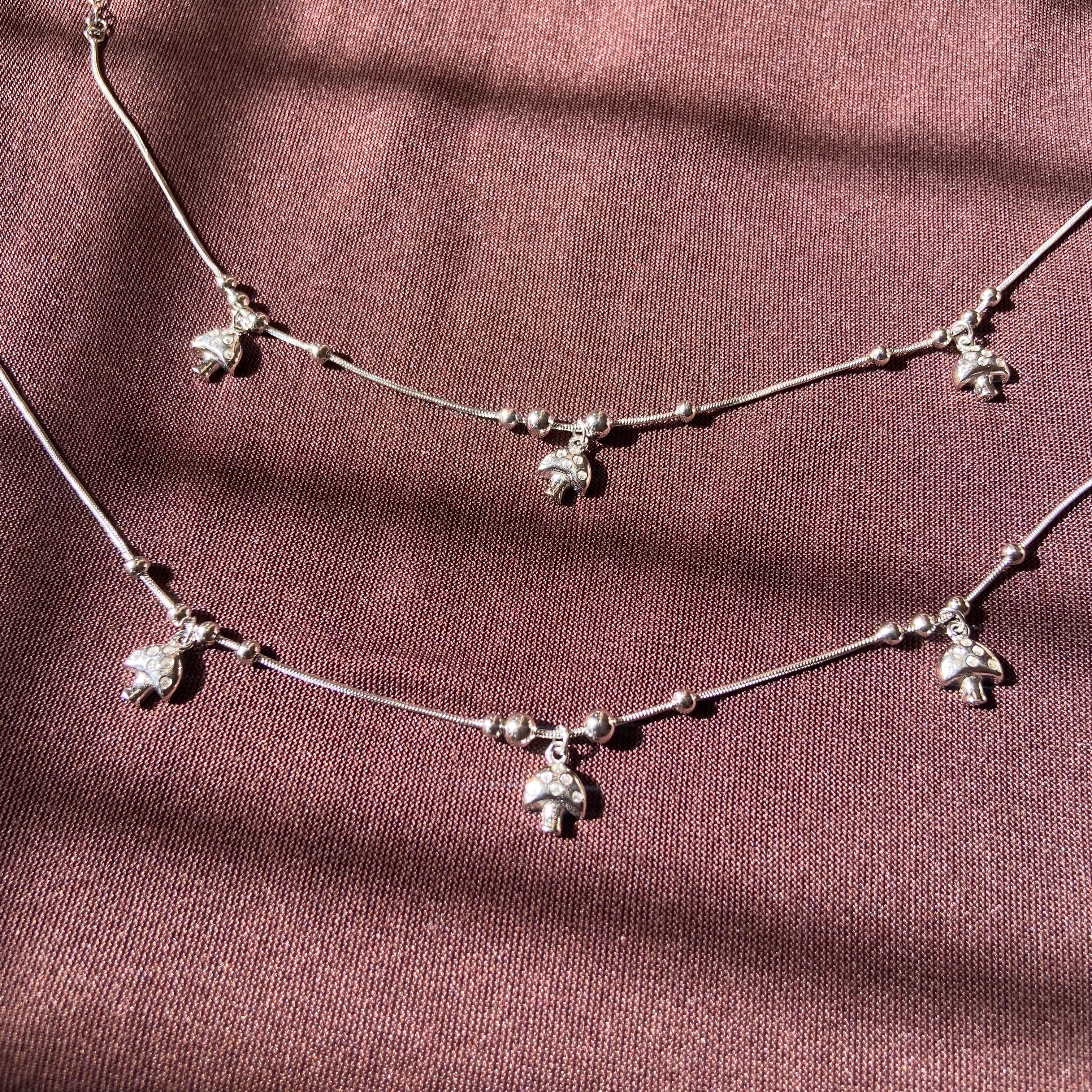 925 Silver mushroom charms anklet