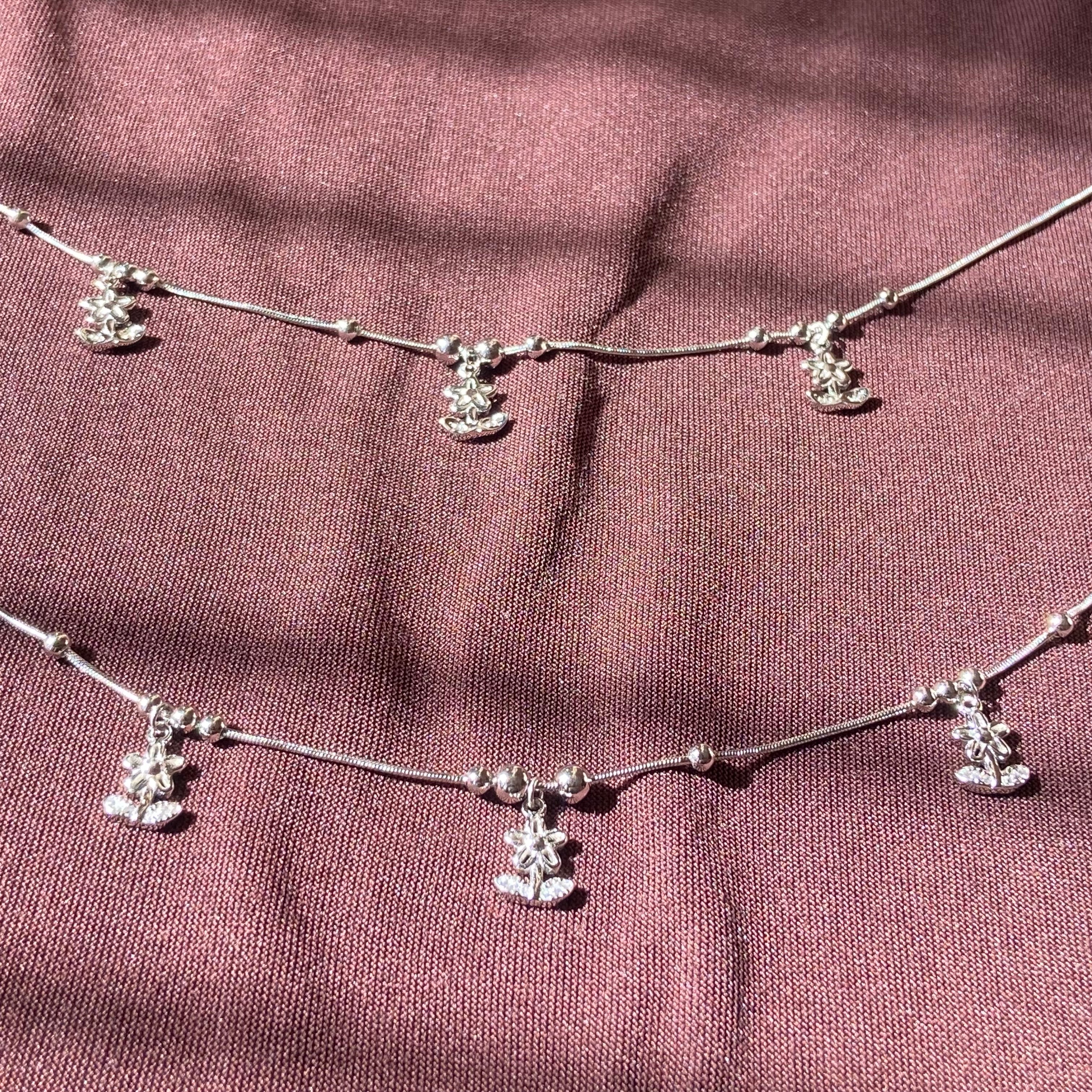 925 sterling silver Flower petals Anklets