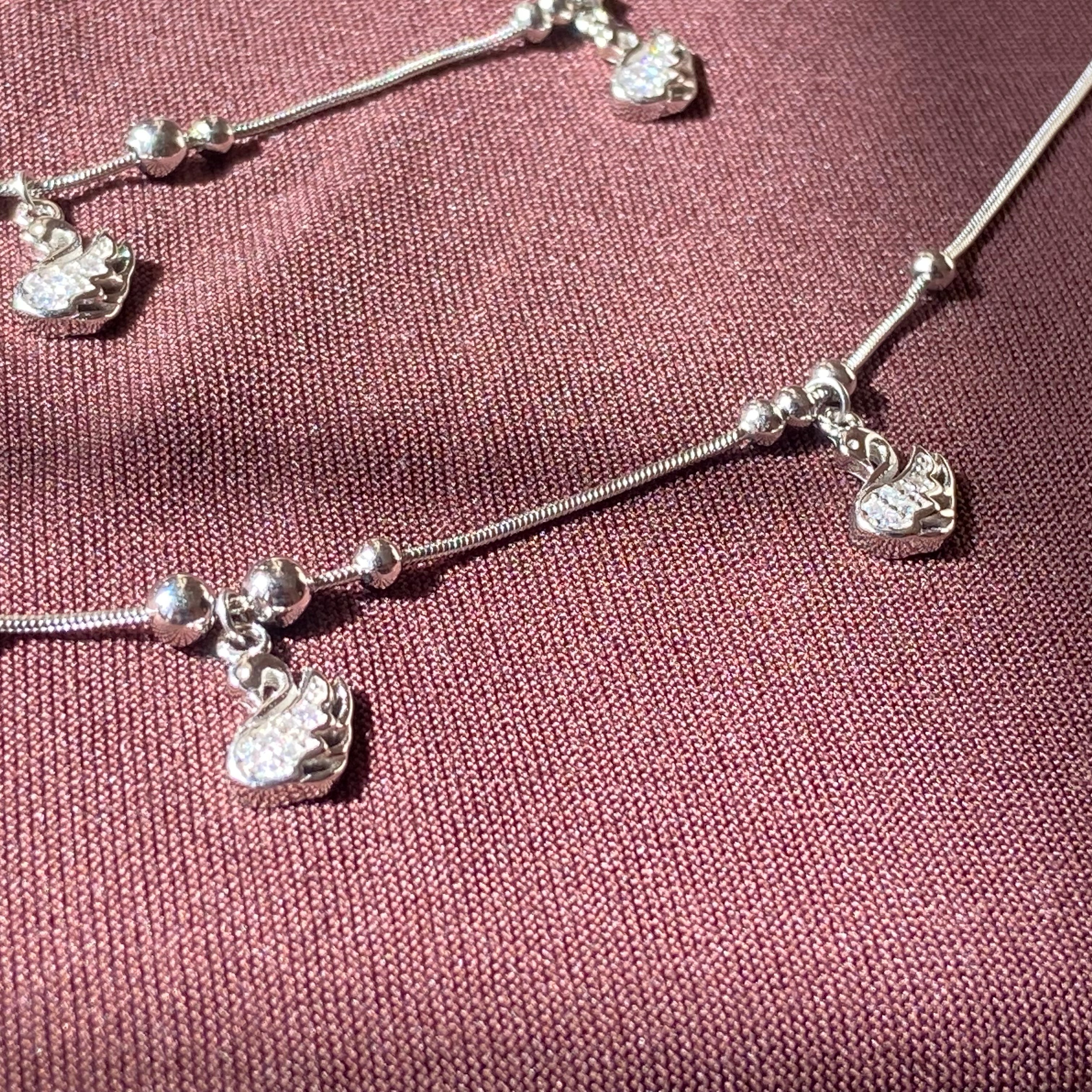 925 sterling silver swans Anklets